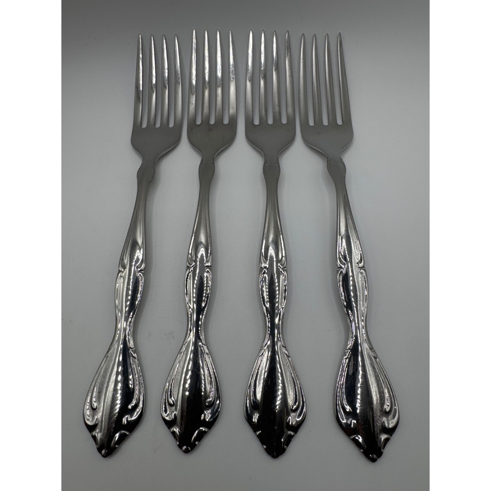 Oneida Cantata Stainless Steel Dinner Forks Set of 4 Glossy Community Pattern
